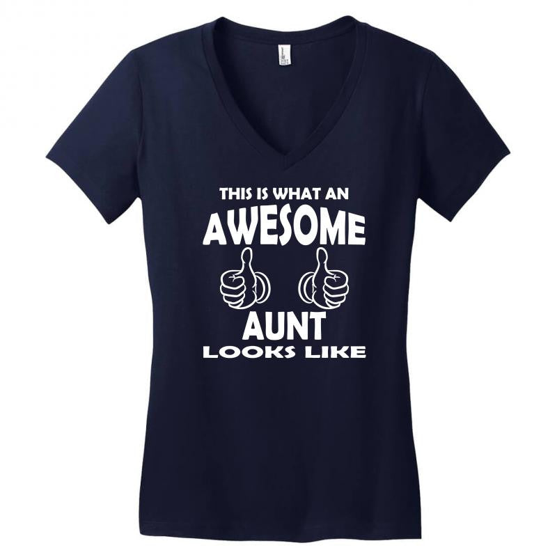 Awesome Aunt Looks Like Women's V-Neck T-Shirt