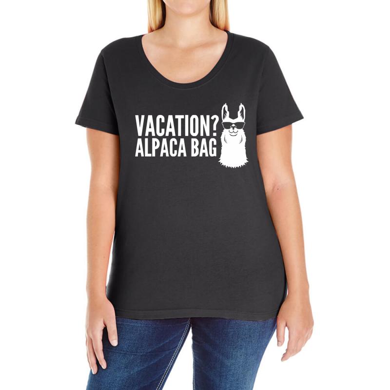 vacation alpaca bag animal humor funny Ladies Curvy T-Shirt