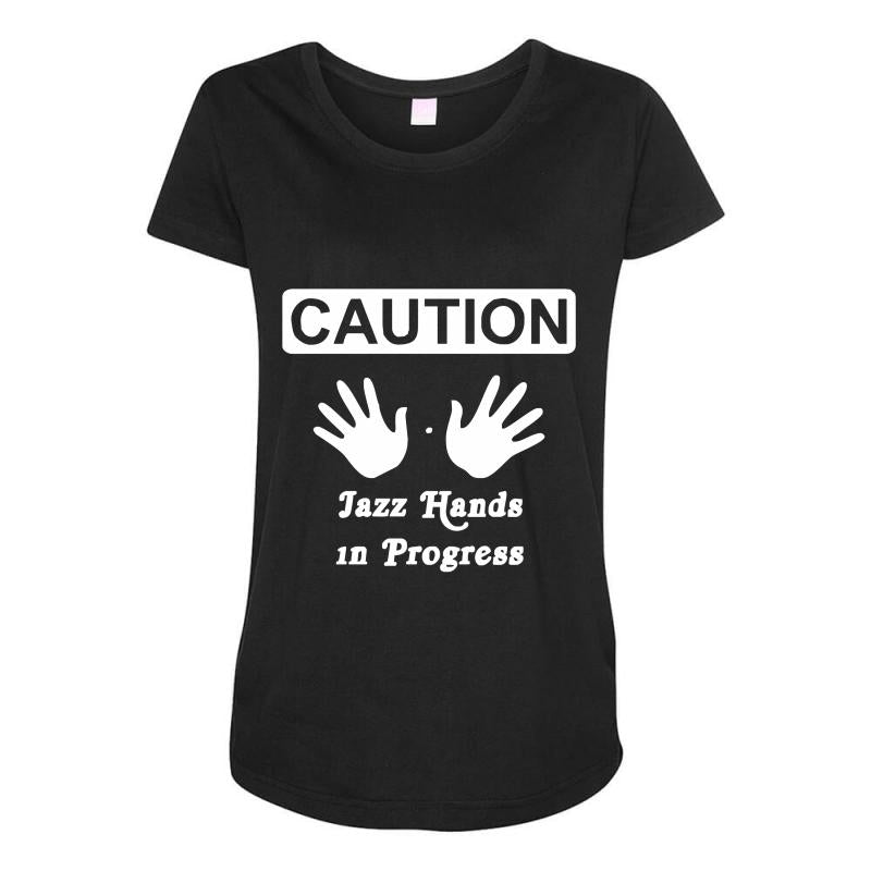 caution! jazz handsfunny jazz dance comic boogie camp trumpet Maternity Scoop Neck T-shirt