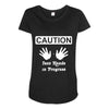 caution! jazz handsfunny jazz dance comic boogie camp trumpet Maternity Scoop Neck T-shirt