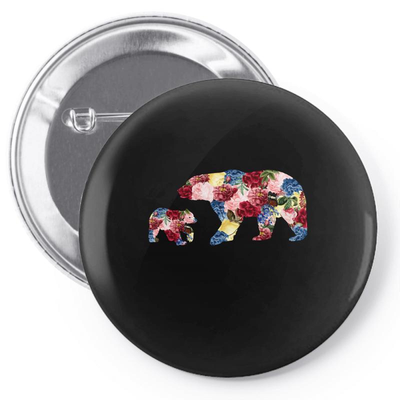 mama bear baby bear floral Pin-back button