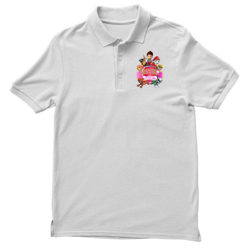 paw patrol birthday girl sister Men's Polo Shirt