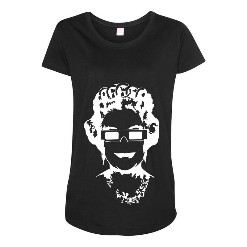 queen bee elizabeth 3d glasses Maternity Scoop Neck T-shirt