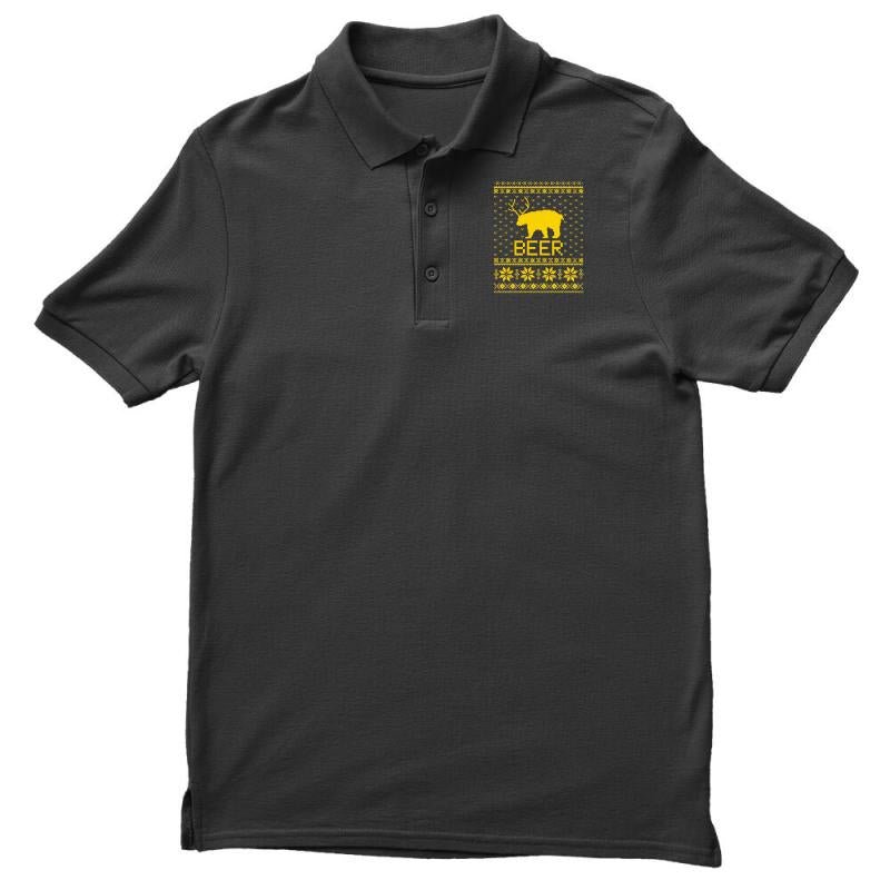 ugly sweater party beer bear funny Men's Polo Shirt