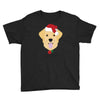 golden retriever dog with red santa's hat Youth Tee