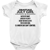 Smartass July Girl Baby Onesie
