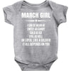 Super March Girl Baby Onesie