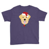 golden retriever dog with red santa's hat Youth Tee