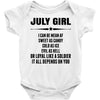 Super July Girl Baby Onesie
