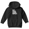 eat sleep game repeat Youth Hoodie