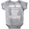 Super June Girl Baby Onesie