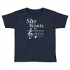 she wants the d black Toddler T-shirt