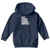 eat sleep game repeat Youth Hoodie