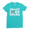 crazy lady shark Ladies Fitted T-Shirt
