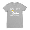 caution men at work Ladies Fitted T-Shirt
