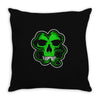 celtic green clover skull patch, irish biker patches Throw Pillow