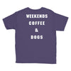 weekends coffe and dogs white back Youth Tee