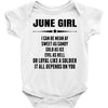 Super June Girl Baby Onesie