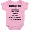 Super November Girl Baby Onesie
