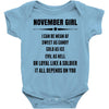 Super November Girl Baby Onesie