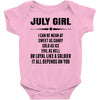 Super July Girl Baby Onesie