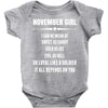 Super November Girl Baby Onesie