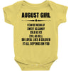 Super August Girl Baby Onesie