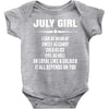 Super July Girl Baby Onesie