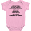 Smartass June Girl Baby Onesie