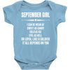 Super September Girl Baby Onesie