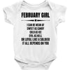 Super February Girl Baby Onesie