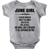 Super June Girl Baby Onesie