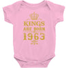 kings are born in 1963 Baby Onesie