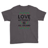 Love Actually Is All Around Ugly Christmas for light Youth Tee