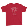 hello 7 languages hola bonjour ni hao chinese french italian Youth Tee