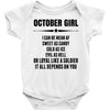 Super October Girl Baby Onesie