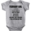 Super February Girl Baby Onesie