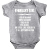 Super February Girl Baby Onesie