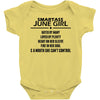 Smartass June Girl Baby Onesie