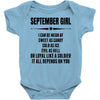Super September Girl Baby Onesie