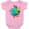 animal polygon around the planet Baby Onesie