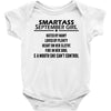 Smartass September Girl Baby Onesie
