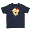 golden retriever dog with red santa's hat Youth Tee