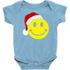smiley face wears santa hat merry christmas Baby Onesie