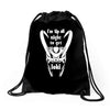 'i'm up all night Drawstring Bags