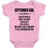 Super September Girl Baby Onesie