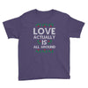 Love Actually Is All Around Ugly Christmas for dark Youth Tee