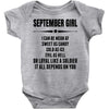 Super September Girl Baby Onesie