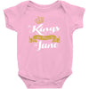 kings are born in june Baby Onesie