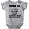 Super October Girl Baby Onesie